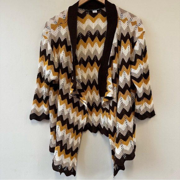 Cool Attitude Sweaters - Chevron Patterned Lace Open Front Cardigan